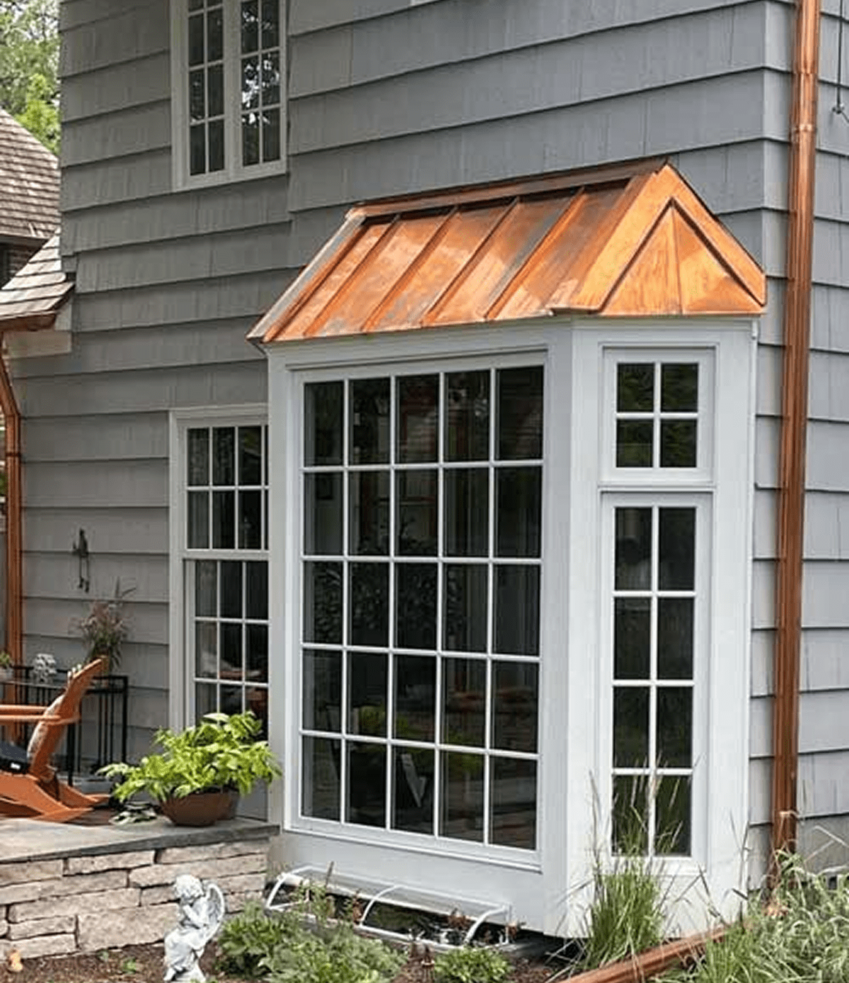 Exterior view of bay window addition